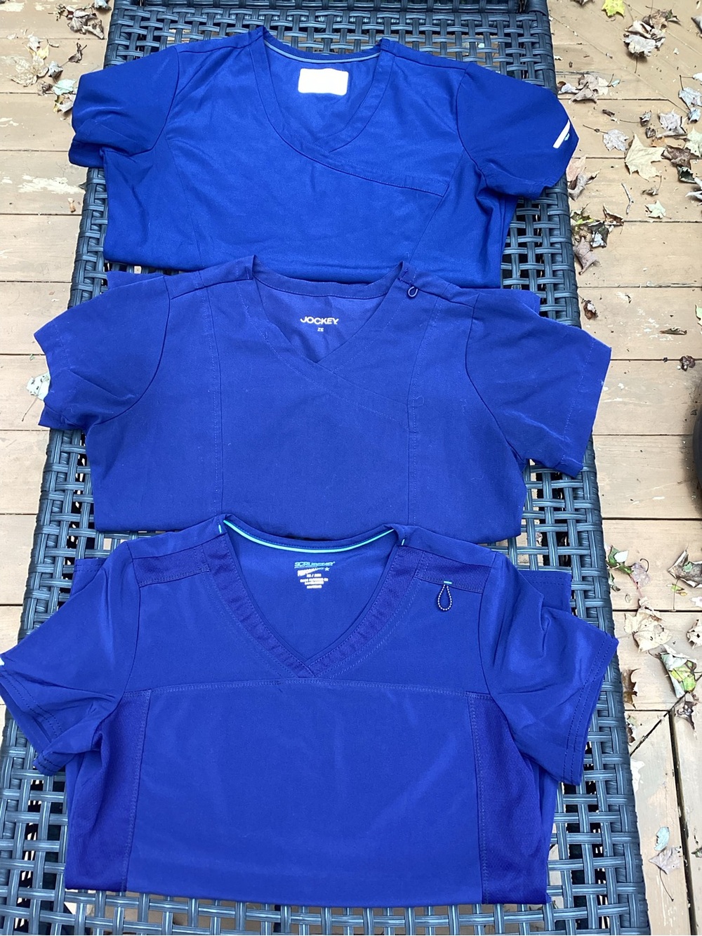 Lot of 3 women’s nursing scrub tops - scrub star, jockey, Skechers Royal Blue